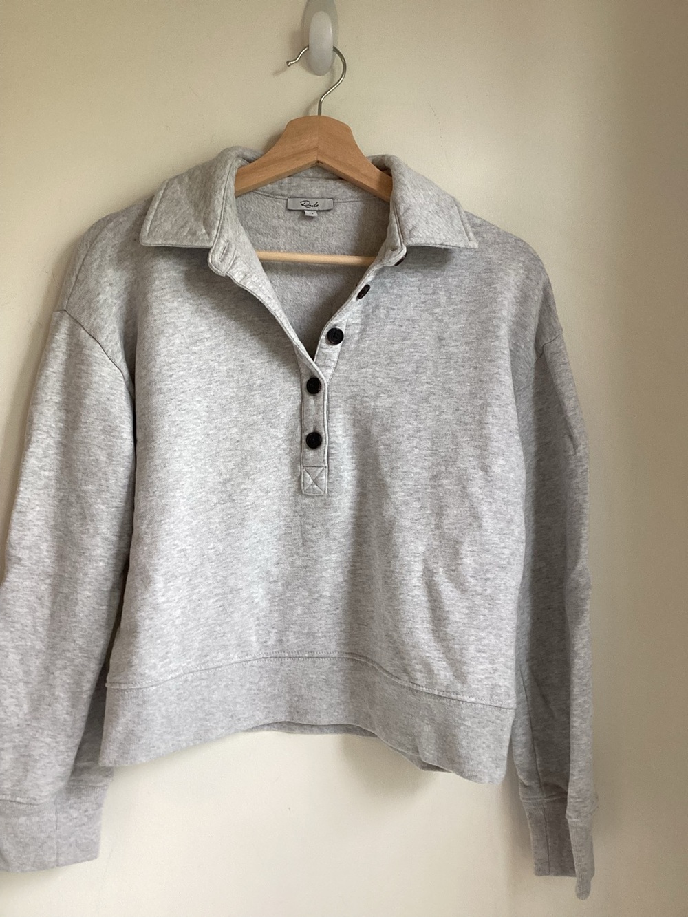 Rails Barlow Polo Sweatshirt Size XS Grey Oversized Cozy Fall Cotton